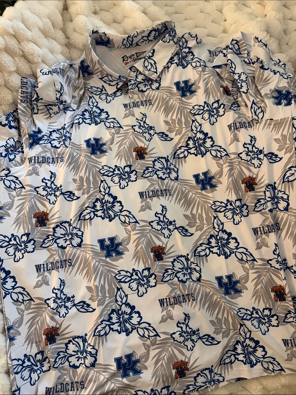 reyn spooner White, Blue & Tan Kentucky Wildcats Floral Polo